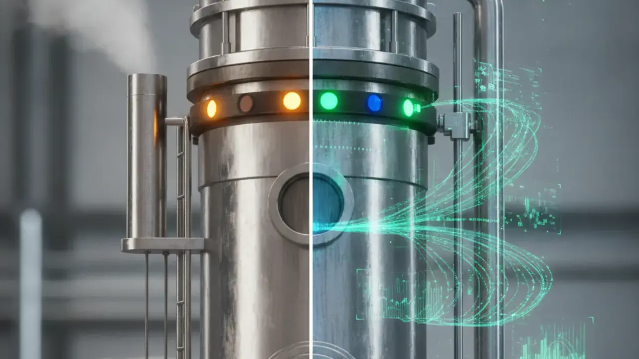 Comparativo visual: Processo controlado versus processo otimizado para maior eficiência e menor variabilidade de processo industrial.