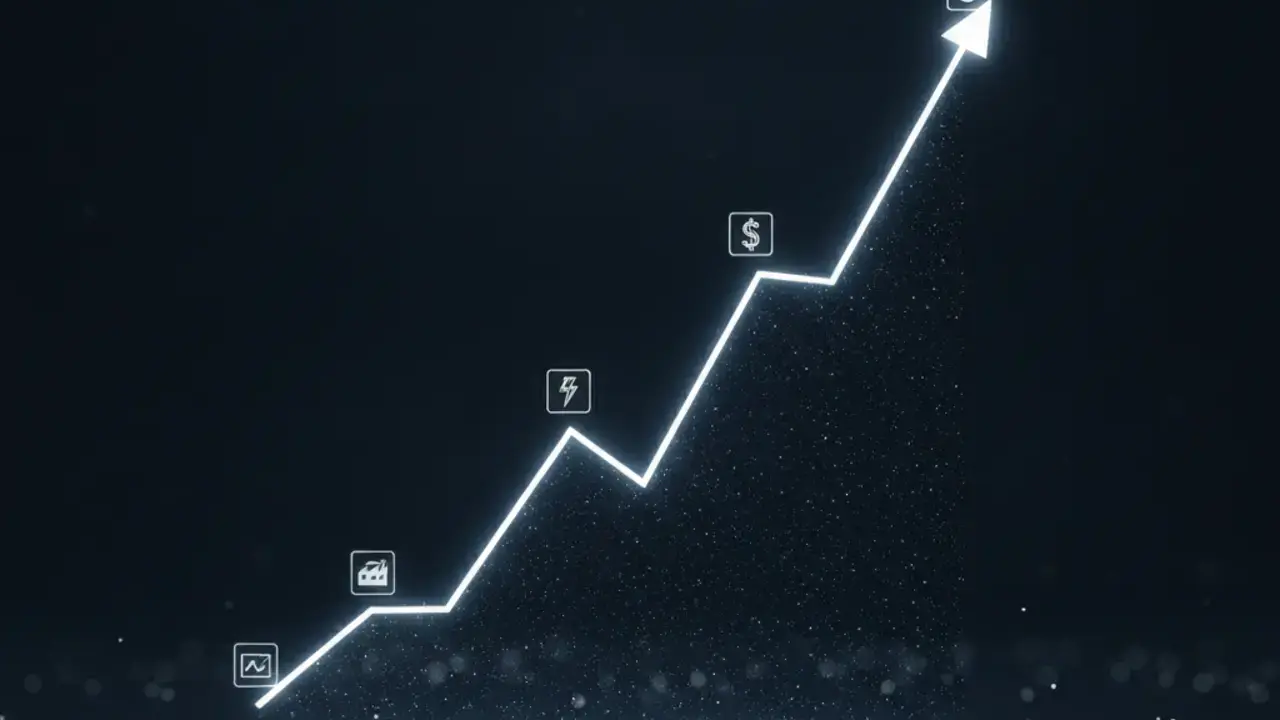 Gráfico ilustrando o retorno sobre investimento (ROI) acelerado em até 3 meses, com indicadores como redução de desperdícios e aumento de throughput proporcionados pelo software Maestro.