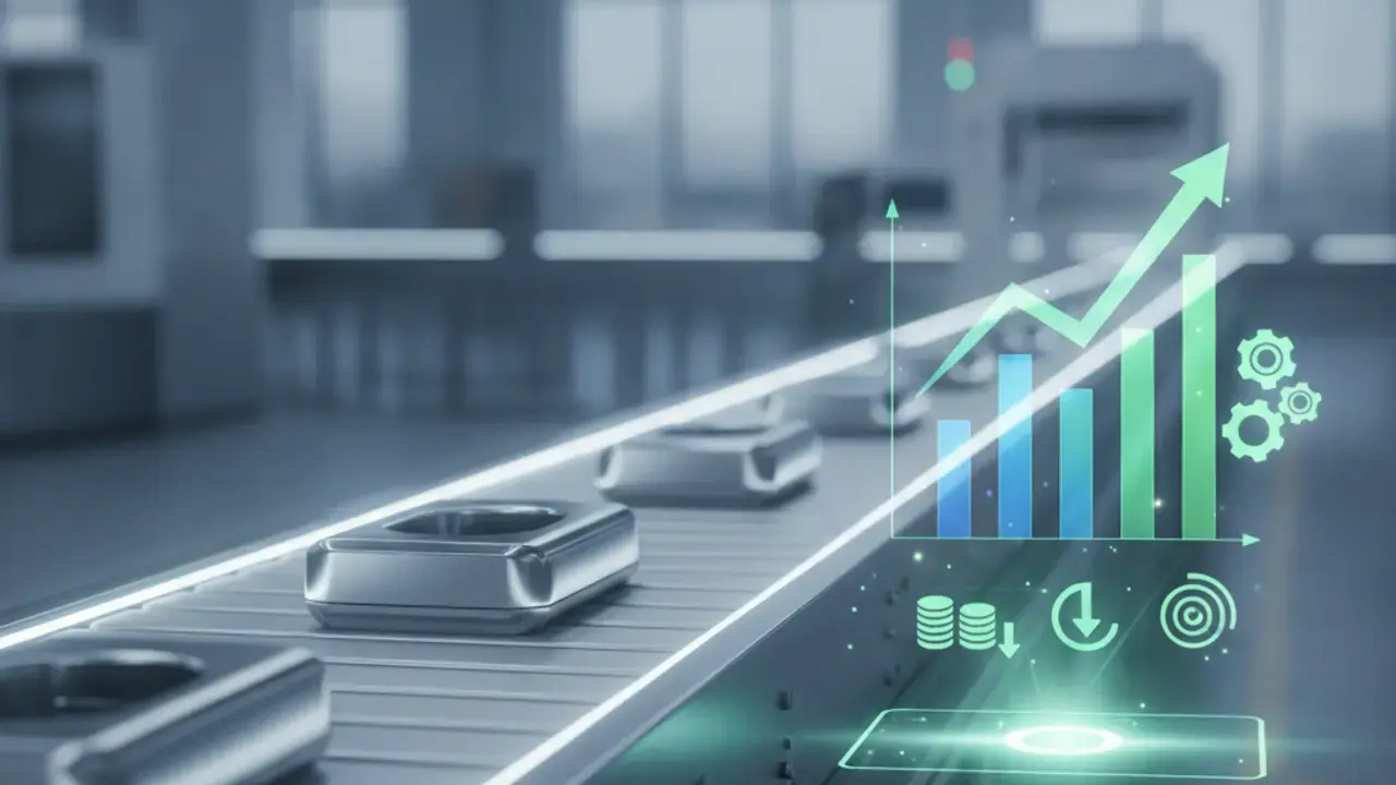 Representação gráfica de resultados financeiros positivos e ganhos reais na indústria sem a necessidade de investimentos massivos em novos equipamentos