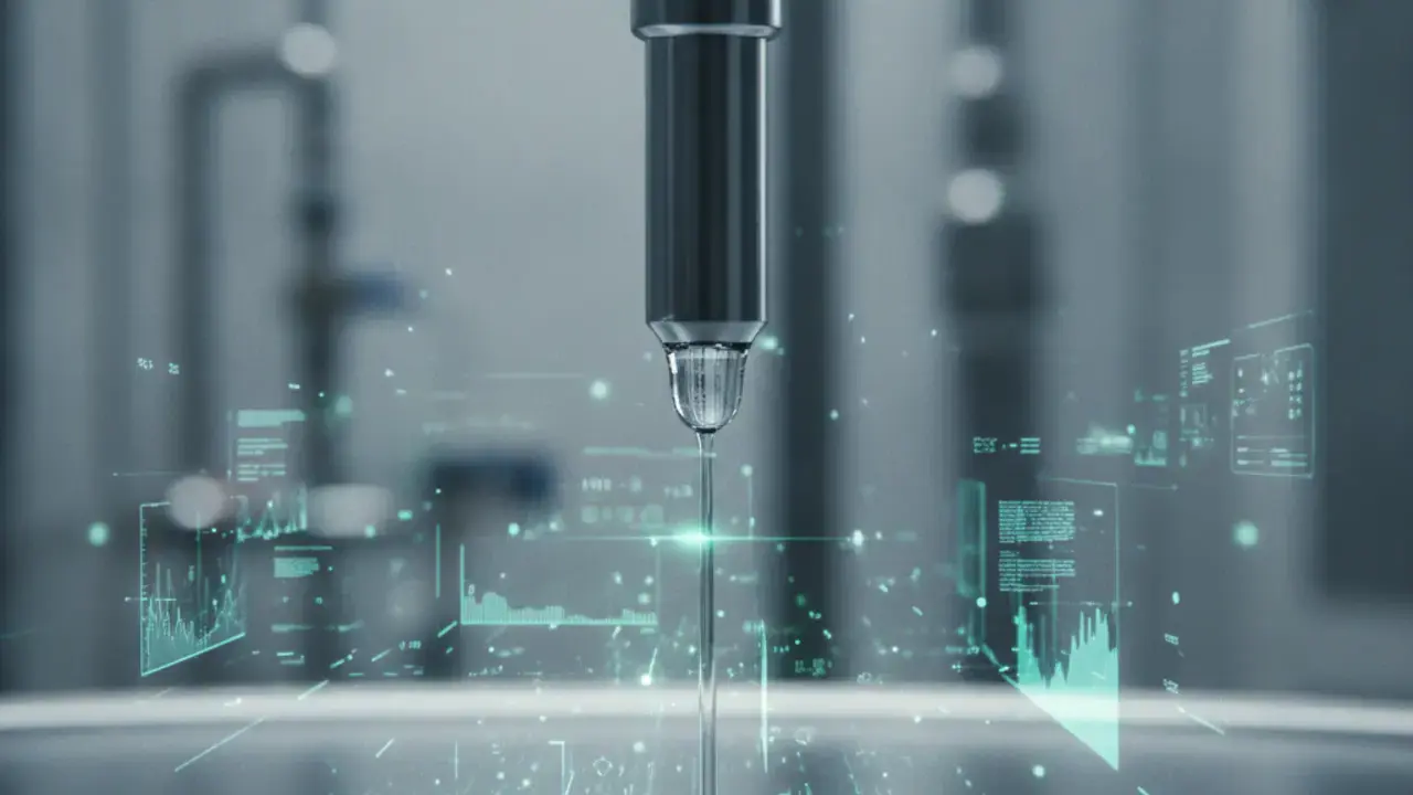 Representação visual de microajustes precisos em um sistema de controle inteligente industrial, otimizando processos para máxima eficiência.